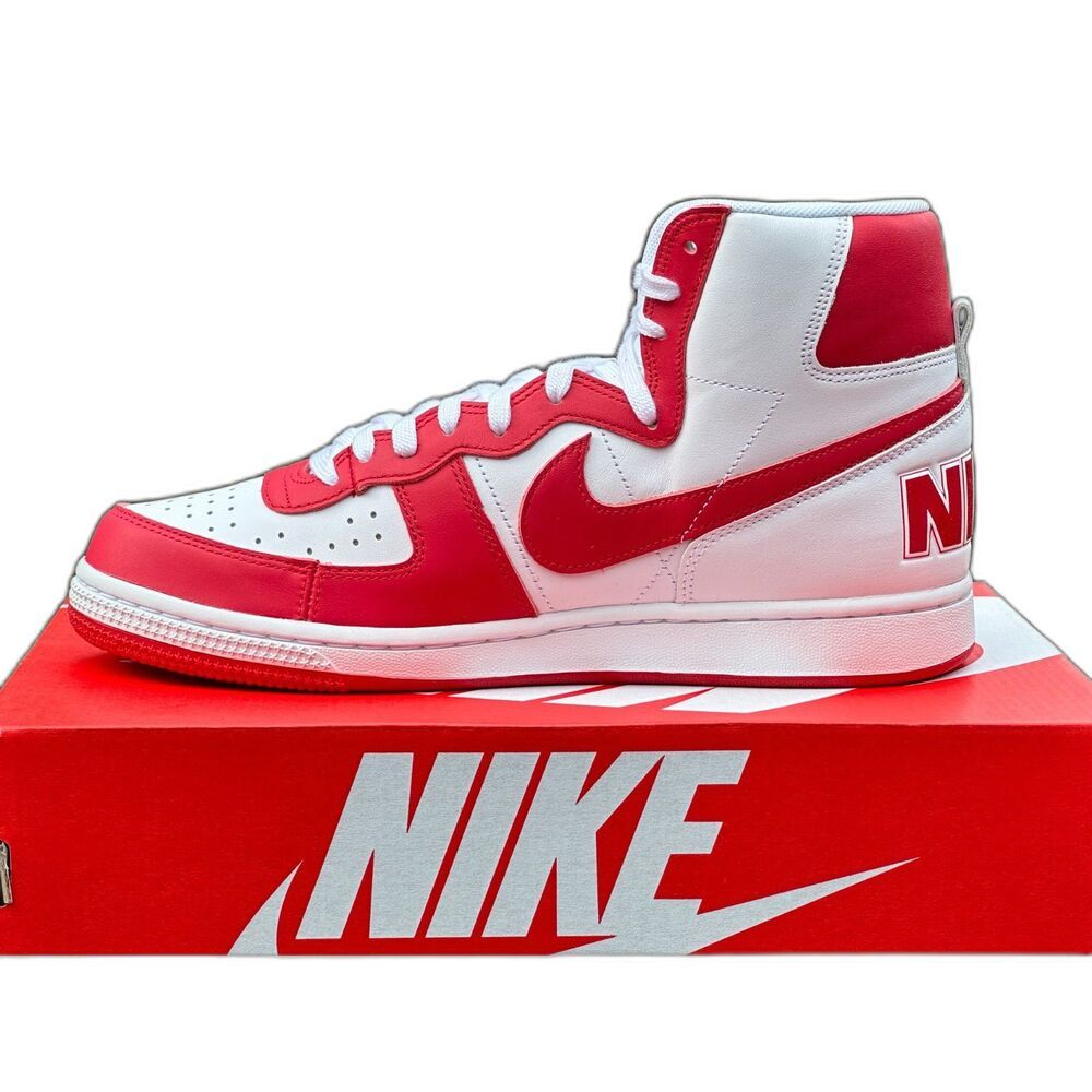 Nike Men's Red and White High-Top Athletic Shoes - Picture 2 of 8